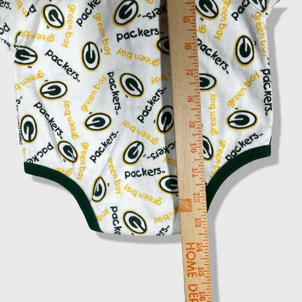 Mighty Mac‎ Green Bay Packers Bodysuit Baby 6-9M White Green NFL Football Sporty